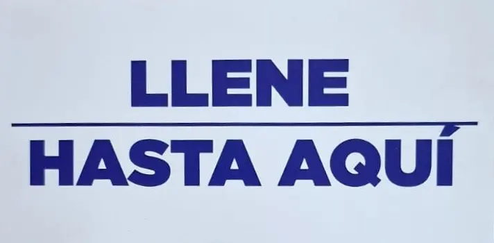 Sticker señalizador de llenado "LLENE HASTA AQUI"