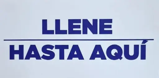 Sticker señalizador de llenado "LLENE HASTA AQUI"
